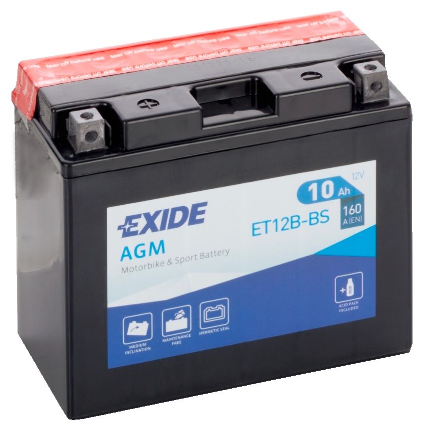 Аккумулятор EXIDE мото Motorbike Sport AGM 10Ah 160A (EN) AGM EXIDE ET12BBS