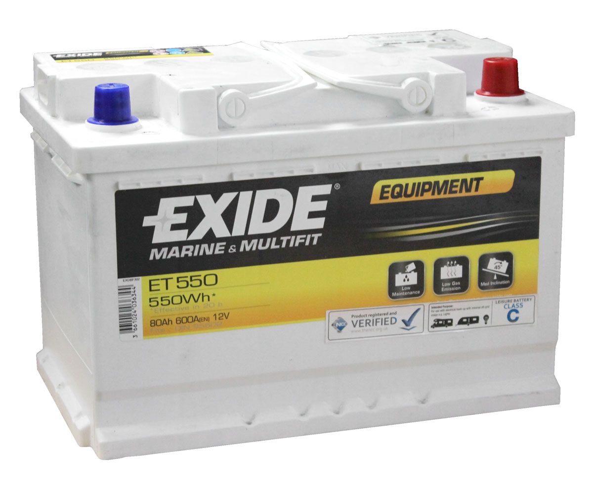 Аккумулятор EXIDE тяговый Marine&Multifit Equipment 80Ah 600A (EN) Кислотный EXIDE ET550