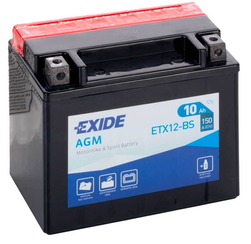 Аккумулятор EXIDE мото Motorbike Sport AGM 10Ah 150A (EN) AGM EXIDE ETX12BS