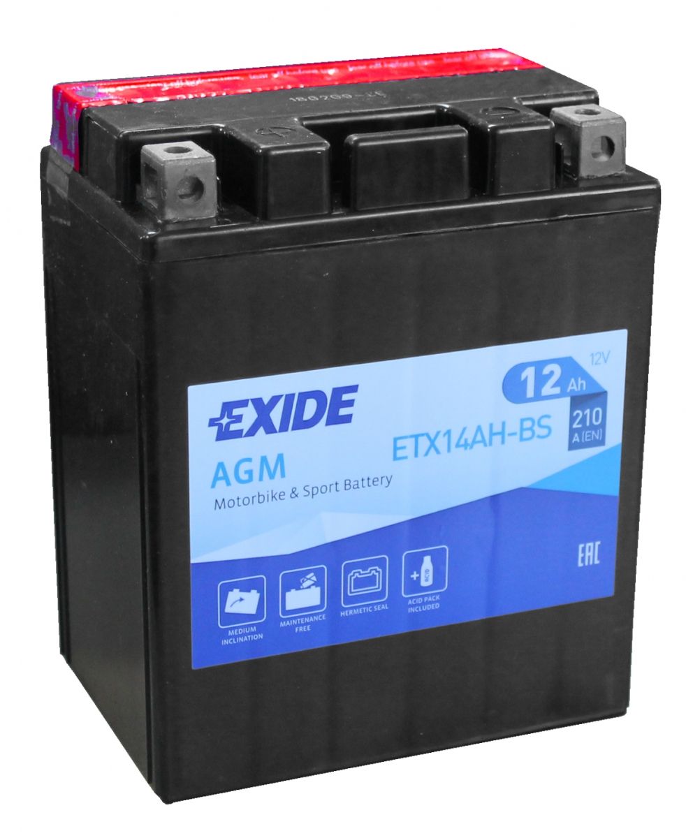 Аккумулятор EXIDE мото Motorbike Sport AGM 12Ah 210A (EN) AGM EXIDE ETX14AHBS