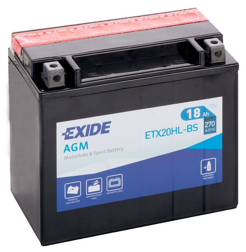 Аккумулятор EXIDE мото Motorbike Sport AGM 18Ah 270A (EN) AGM EXIDE ETX20HLBS