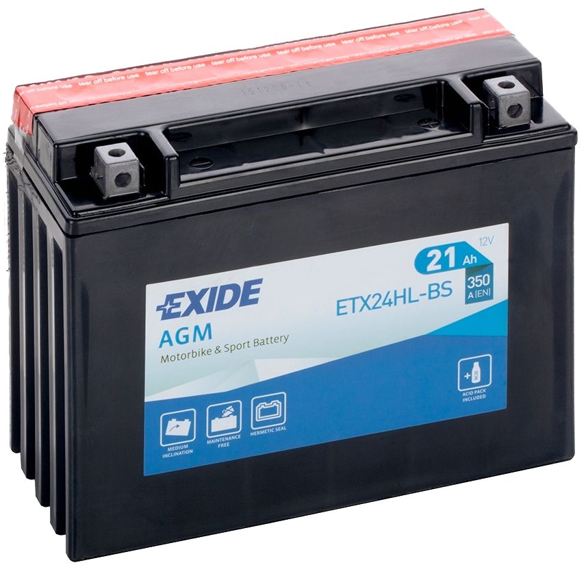 Аккумулятор EXIDE мото Motorbike Sport AGM 21Ah 350A (EN) AGM EXIDE ETX24HLBS