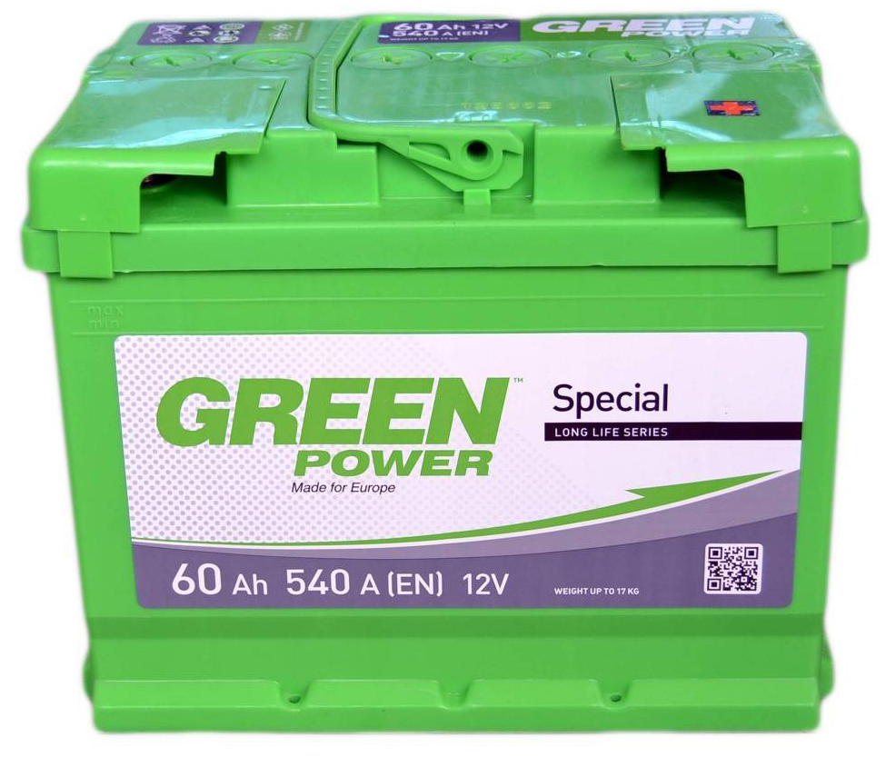 Аккумулятор автомобильный GREEN POWER 60Ah 540A (EN) GREEN POWER 000022358