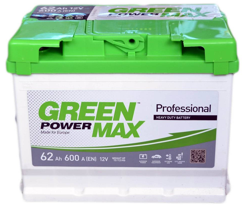 Аккумулятор автомобильный GREEN POWER MAX 62Ah 600A (EN) GREEN POWER 000022380
