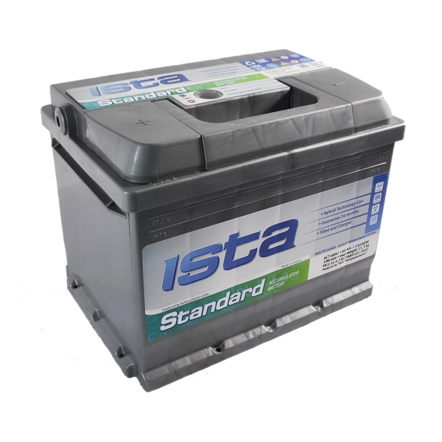 Автомобильный аккумулятор Ista Standard 6СТ-60Ah Аз 540А (EN) 5600302250 ISTA 5600302250
