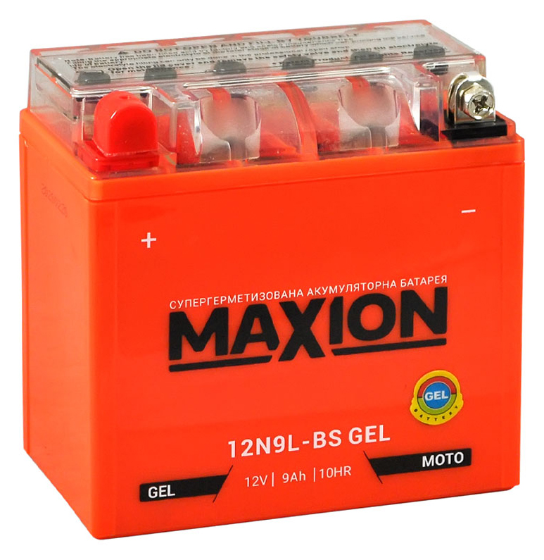 Аккумулятор MAXION мото GEL 9Ah 120A (CCA) Гелевый MAXION 12N9LBSGEL