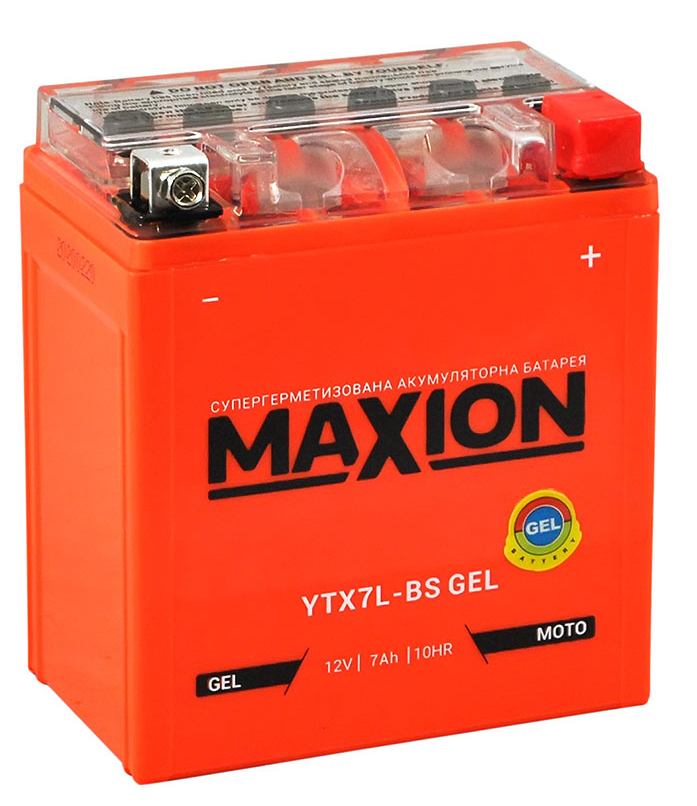 Аккумулятор MAXION мото GEL 7Ah 85A (CCA) Гелевый MAXION YTX7LBSGEL