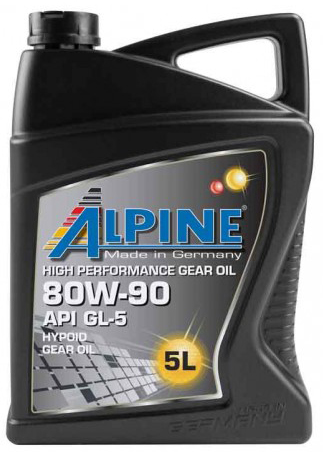 Минеральное трансмиссионное масло Alpine Gear Oil 80W-90 GL-5 5л ALPINE 07055