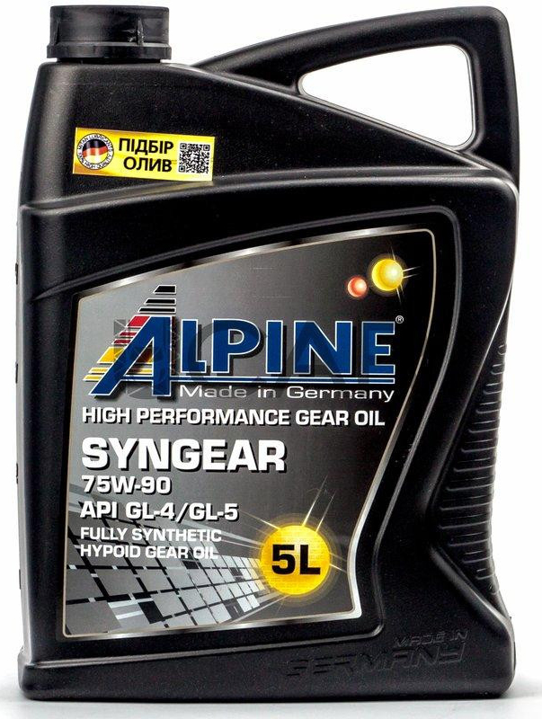 Синтетическое трансмиссионное масло Alpine Gear Oil TDL 80W-90 GL-4/GL-5 5л ALPINE 07255
