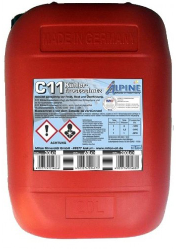 Концентрат антифриза ALPINE C11 Кühlerfrostschutz синий 20л ALPINE 1145B20