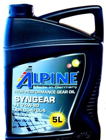 Синтетическое трансмиссионное масло Alpine Syngear 75W-80 FE GL-4/GL-5 5л ALPINE 15855
