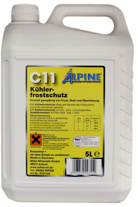 Антифриз Alpine C11 Kühlerfrostschutz ready-mix -36°C зеленый 5л ALPINE RM1145G5