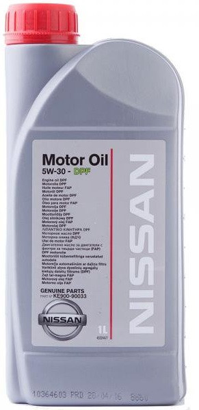 Синтетическое моторное масло Nissan Motor Oil DPF 5W-30 1л NISSAN KE90090033