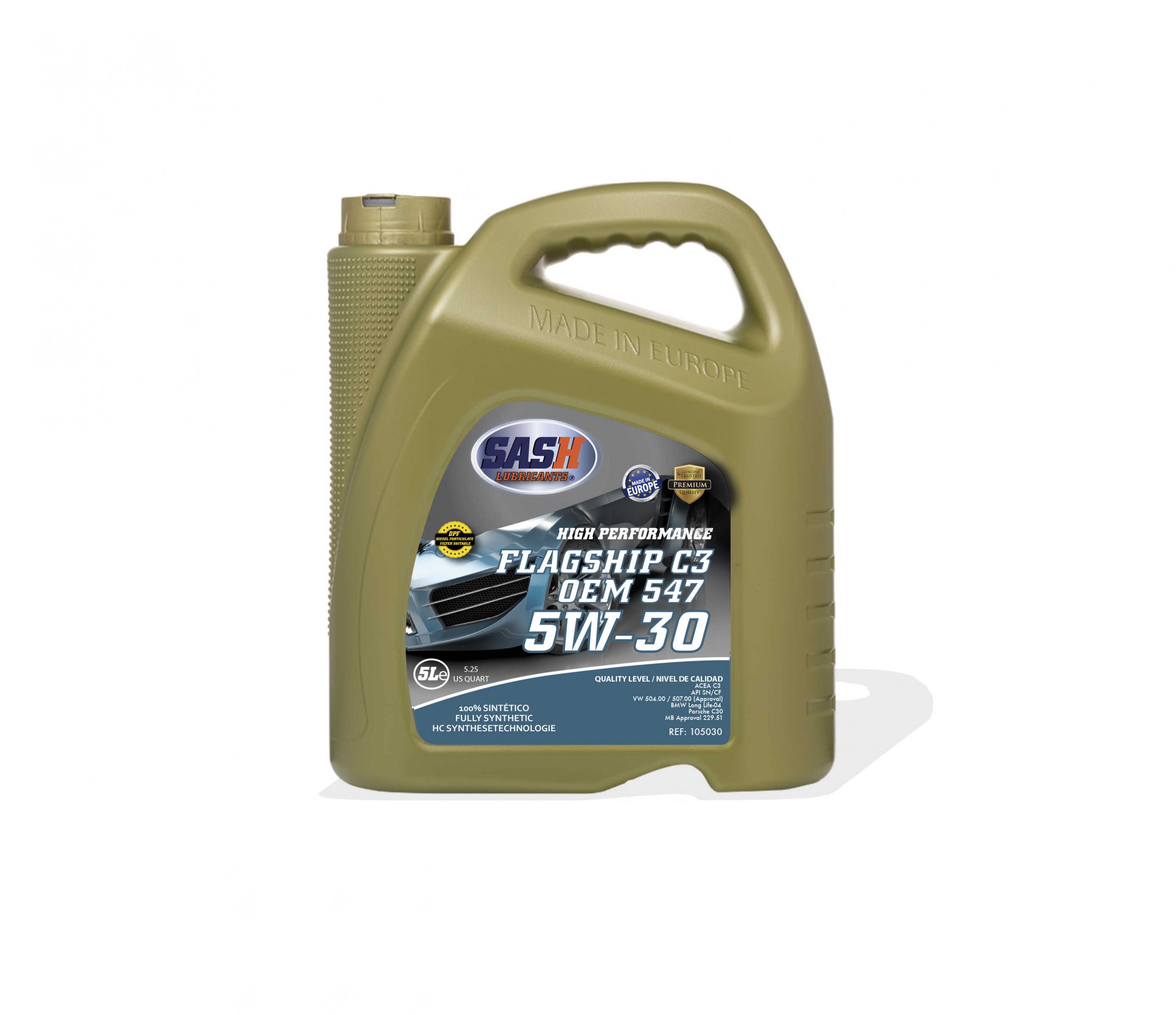 Синтетическое моторное масло SASH FLAGSHIP C3 5W-30 5л SASH LUBRICANTS 100119