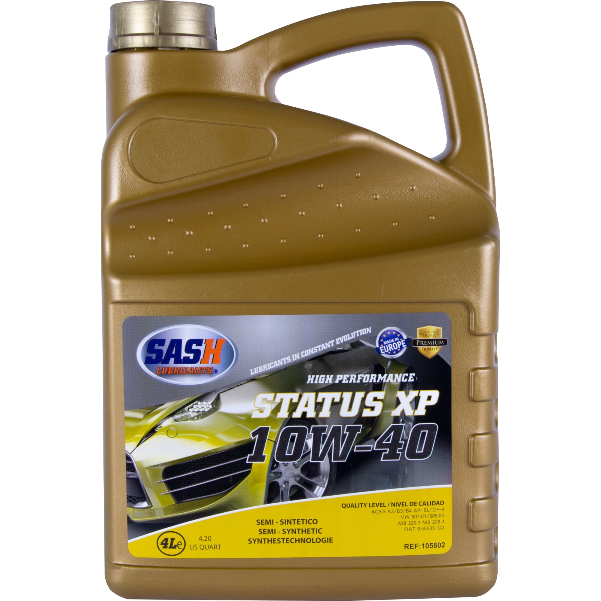 Полусинтетическое моторное масло SASH STATUS XP 10W-40 4л SASH LUBRICANTS 105802