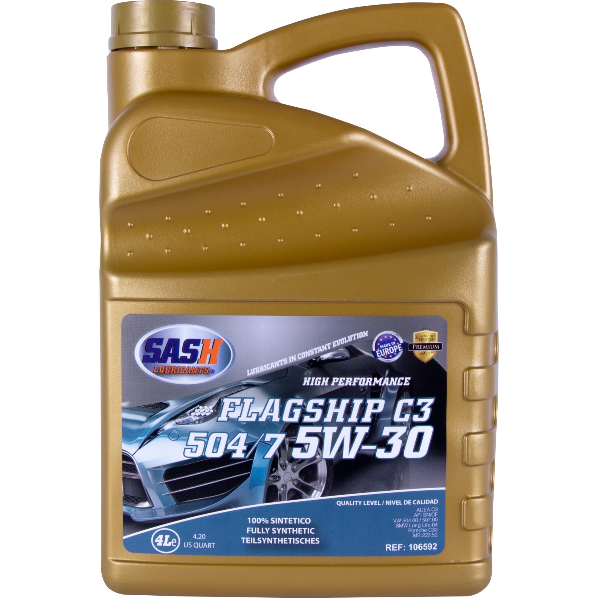 Синтетическое моторное масло SASH FLAGSHIP C3 5W-30 4л SASH LUBRICANTS 106592