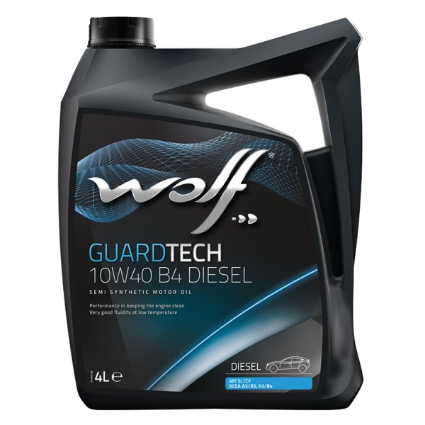 Полусинтетическое моторное масло WOLF GUARDTECH 10W-40 B4 DIESEL, 4л WOLF 8303715