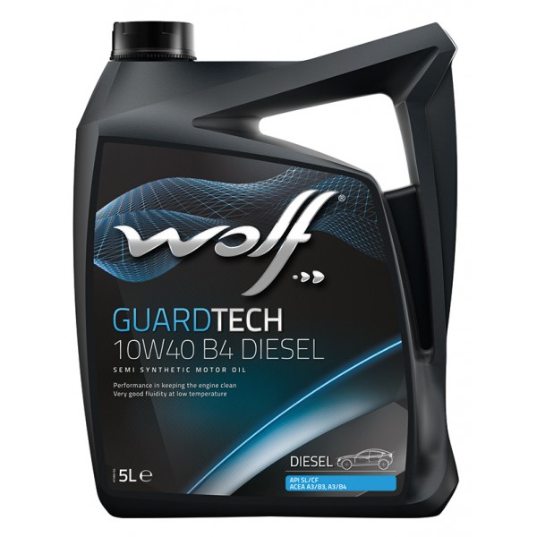 Полусинтетическое моторное масло WOLF GUARDTECH 10W-40 B4 DIESEL, 5л WOLF 8303913