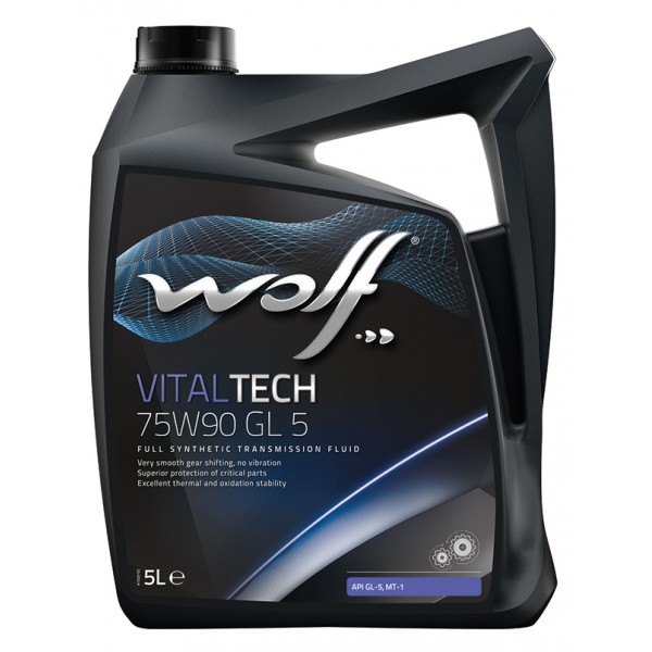 Синтетическое трансмиссионное масло WOLF VITALTECH 75W-90 GL-5 Для МКПП, 5л WOLF 8304002