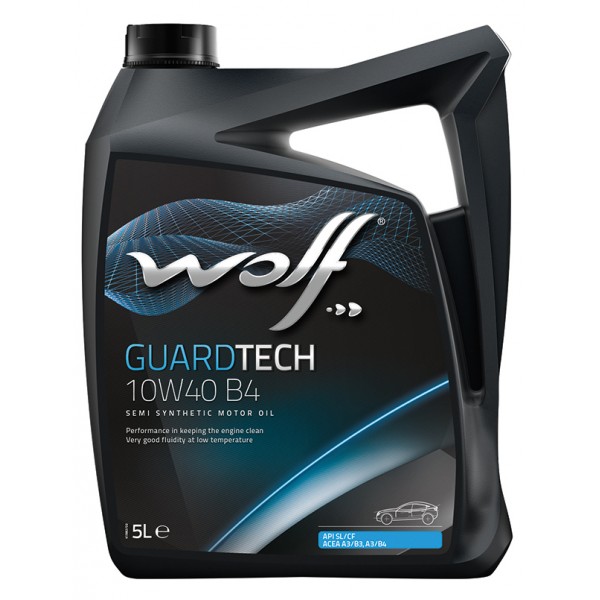 Полусинтетическое моторное масло WOLF GUARDTECH 10W-40 B4, 5л WOLF 8304019