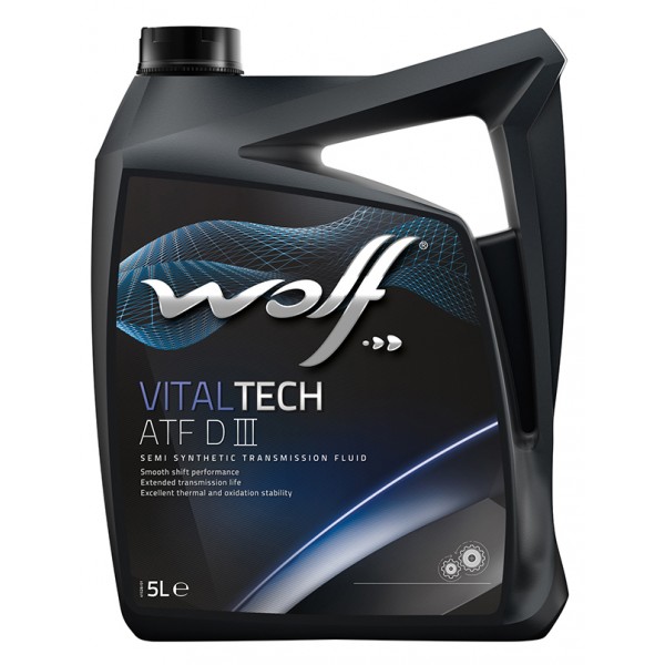 Полусинтетическое трансмиссионное масло WOLF VITALTECH ATF D III Для АКПП, 5л WOLF 8305405