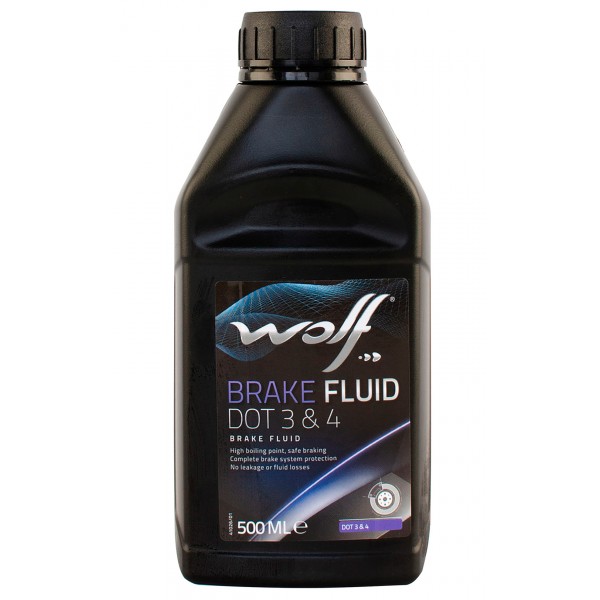 Тормозная жидкость WOLF BRAKE FLUID DOT 3 / DOT 4 DOT 3 / DOT 4, 500мл WOLF 8307706