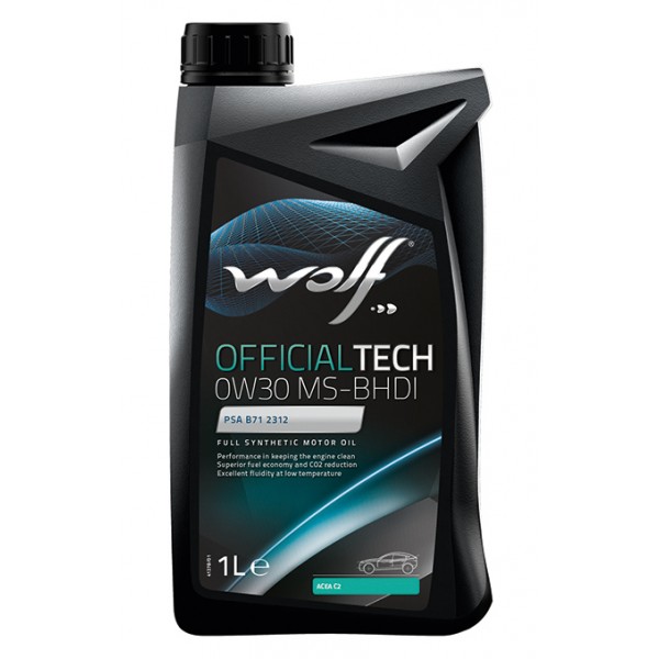 Синтетическое моторное масло WOLF OFFICIALTECH 0W-30 MS-BHDI, 1л WOLF 8323393