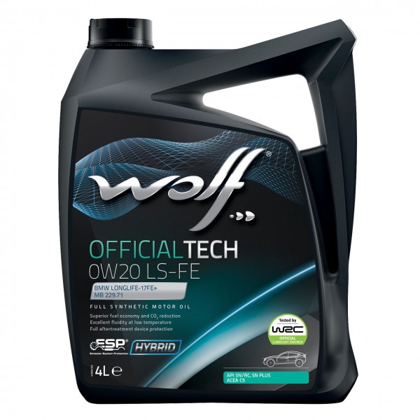 Синтетическое моторное масло WOLF OFFICIALTECH 0W-20 LS-FE, 4л WOLF 8339370