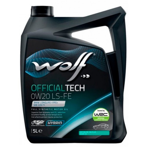 Синтетическое моторное масло WOLF OFFICIALTECH 0W-20 LS-FE, 5л WOLF 8339479