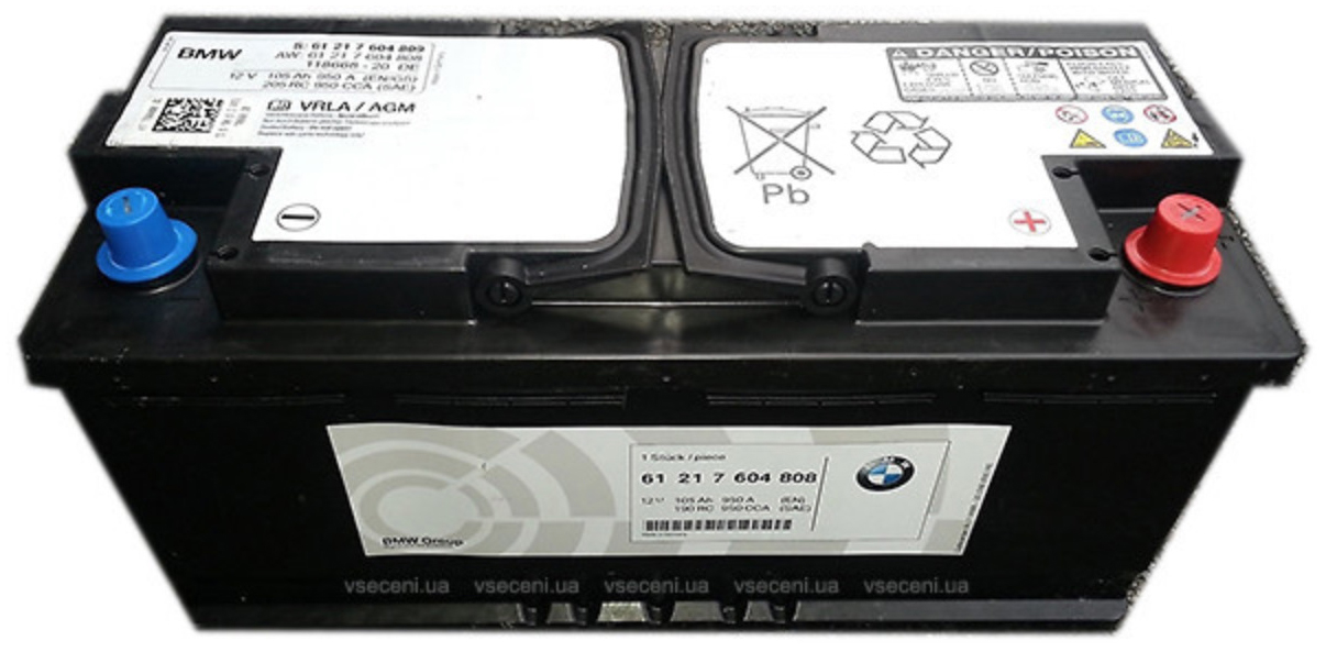 Аккумулятор автомобильный оригинал OEM 105Ah 950A (EN) AGM BMW 61217604808