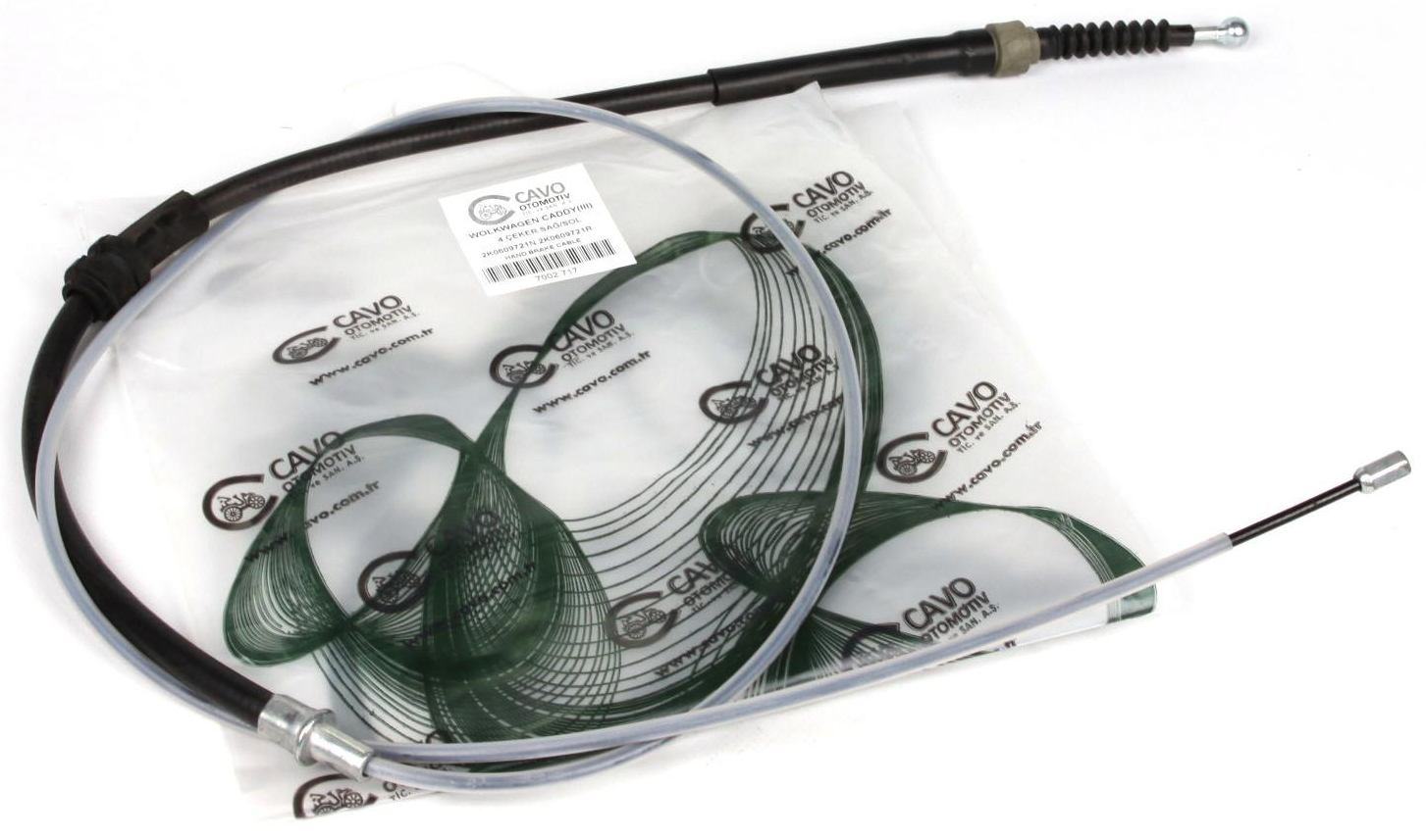 Трос ручника (задний) VW Caddy 08- (1727/561mm) CAVO 7002717