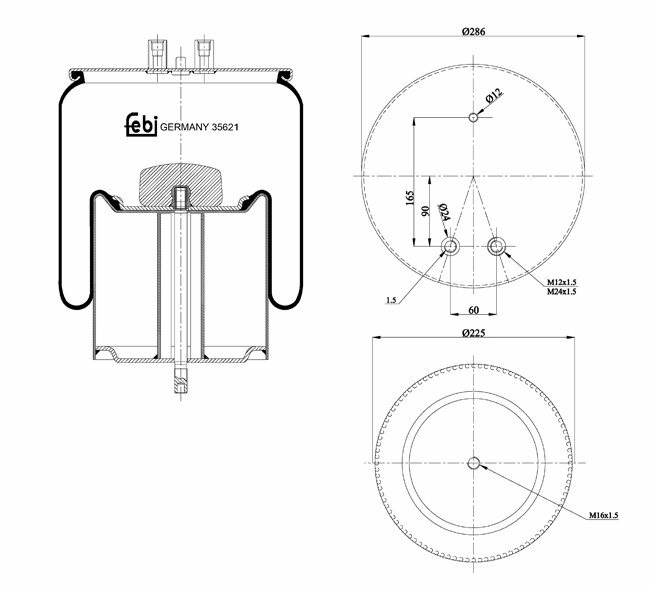 Пневмоподушка подвески FEBI 35621