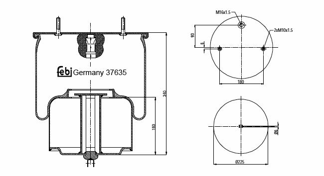 Пневмоподушка подвески FEBI 37635