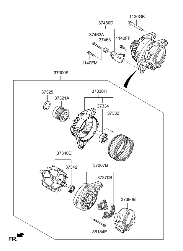 Генератор Hyundai / Kia 373002E320
