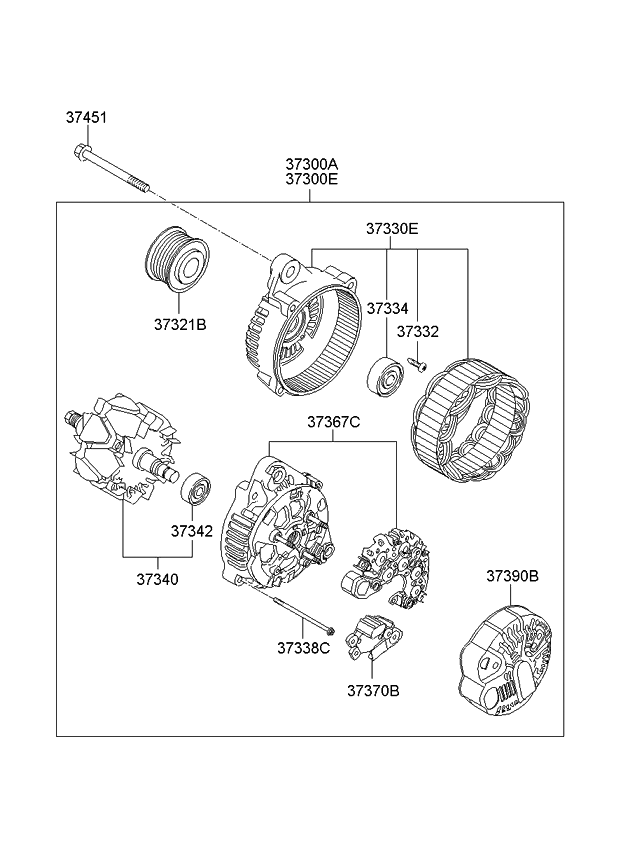 Генератор (37300-25201) Hyundai / Kia 3730025201