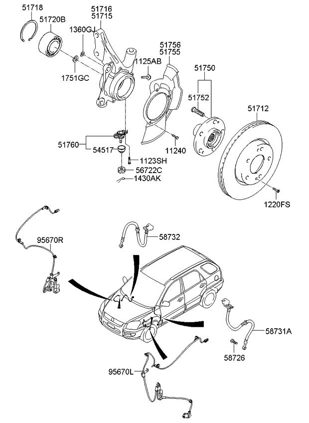 Датчик ABS частоты вращения колеса Hyundai / Kia 956701F310