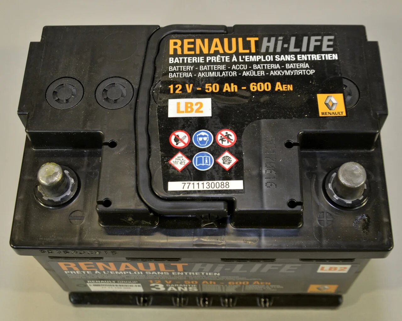 Аккумулятор автомобильный RENAULT ОЕМ LB2 AGM 50Ah 600A (EN) RENAULT 7711130088