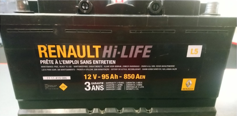 Аккумулятор автомобильный RENAULT HiLife OEM оригинал 95Ah 850A (EN) Кислотный RENAULT 7711419086
